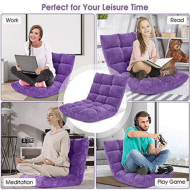 Costway Adjustable 14-Position Floor Chair Folding Lazy Sofas & Couches Cushioned