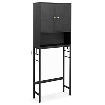 Costway Over The Toilet Storage Cabinet Free Standing Toilet Rack with Adjustable Shelf