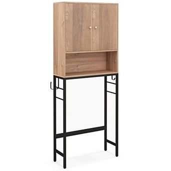 Costway Over The Toilet Storage Cabinet Free Standing Toilet Rack with Adjustable Shelf