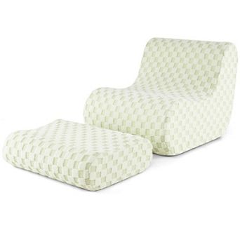 Costway Bean Bag Chair with Ottoman High Elasticity Sponge Non-slip Bottom & Velvet Cover