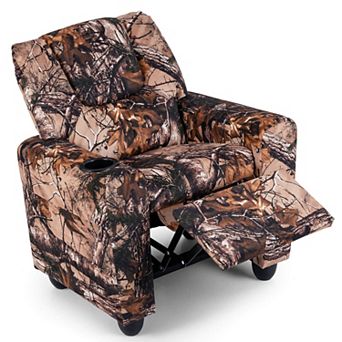Costway Kids Recliner with Cup Holder with Adjustable Backrest & Footrest for Boys & Girls