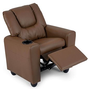 Costway Kids Recliner with Cup Holder with Adjustable Backrest & Footrest for Boys & Girls