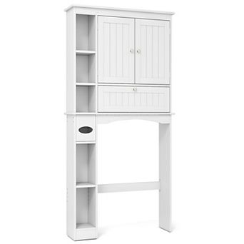 Costway Over the Toilet Storage Cabinet Bathroom Storage Organizer with Toilet Paper Holder