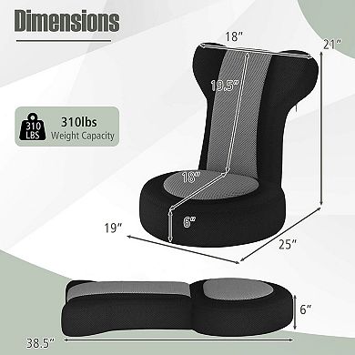 Costway Lazy Sofa Chair with Adjustable Headrest & Backrest, Sponge Padded Seat,Metal Frame