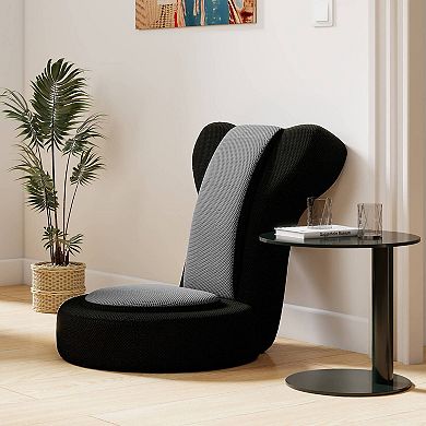 Costway Lazy Sofa Chair with Adjustable Headrest & Backrest, Sponge Padded Seat,Metal Frame