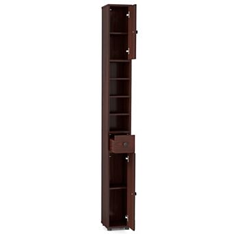 Costway 71" Slim Bathroom Storage Cabinet with 2 Doors 5 Adjustable Shelves 1 Drawer