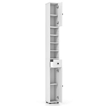 Costway 71" Slim Bathroom Storage Cabinet with 2 Doors 5 Adjustable Shelves 1 Drawer