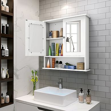 Costway Wall Mount Mirror Cabinet Bathroom Medicine Cabinet Organizer