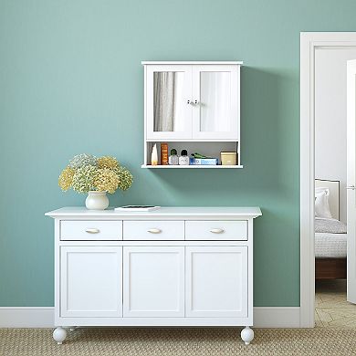 Costway Wall Mount Mirror Cabinet Bathroom Medicine Cabinet Organizer
