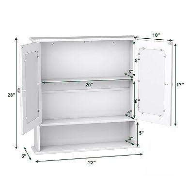Costway Wall Mount Mirror Cabinet Bathroom Medicine Cabinet Organizer