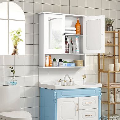Costway Wall Mount Mirror Cabinet Bathroom Medicine Cabinet Organizer