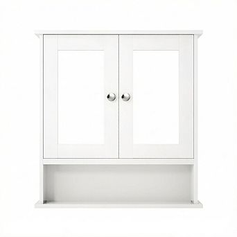 Costway Wall Mount Mirror Cabinet Bathroom Medicine Cabinet Organizer