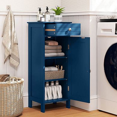 Costway Bathroom Storage Floor Cabinet Organizer Free-Standing w/ Drawer