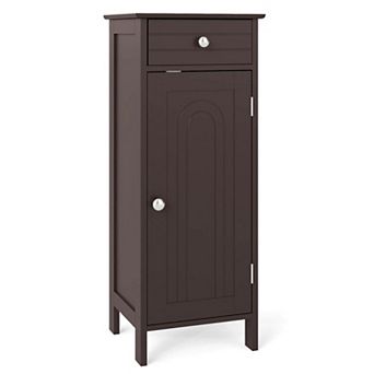 Costway Bathroom Storage Floor Cabinet Organizer Free-Standing w/ Drawer