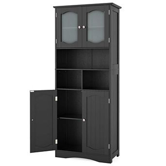 Costway 58.5" Tall Bathroom Storage Cabinet Freestanding Linen Cabinet with Shelves