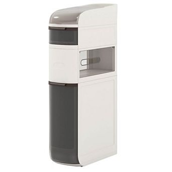 Costway 4 tier Narrow Bathroom Storage Cabinet with Drawers Tissue Box Wheels for Kitchen