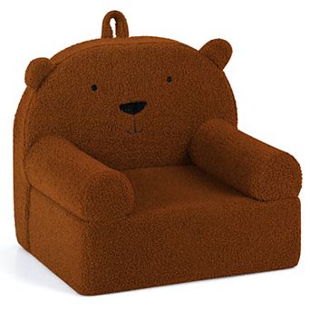 Costway Kids Bear Sofa Toddler Foam Couch with Soft Fleece Fabric Cover