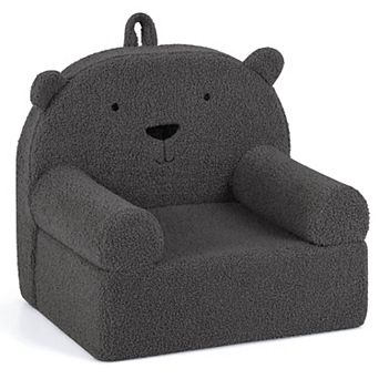 Costway Kids Bear Sofa Toddler Foam Couch with Soft Fleece Fabric Cover