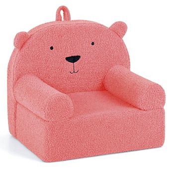 Costway Kids Bear Sofa Toddler Foam Couch with Soft Fleece Fabric Cover