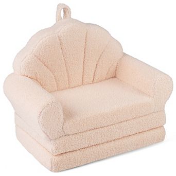 Costway Fold-out Kids Sofa 2-in-1 Convertible Toddler Couch & Lounger with Non-slip Base
