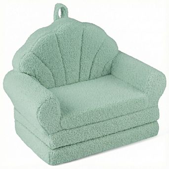 Costway Fold-out Kids Sofa 2-in-1 Convertible Toddler Couch & Lounger with Non-slip Base