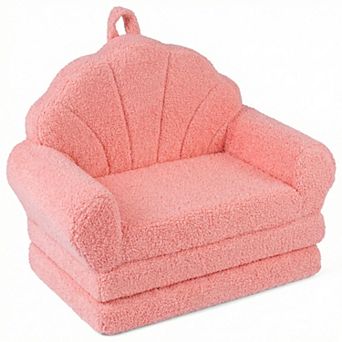 Costway Fold-out Kids Sofa 2-in-1 Convertible Toddler Couch & Lounger with Non-slip Base