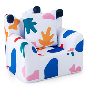 Costway Kids Sofa Chair Foam Filled Armchair Toddler Couch with Cover & Pillow
