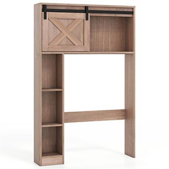 Costway Over the Toilet Bathroom Storage Cabinet with Sliding Barn Door