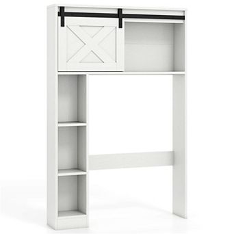 Costway Over the Toilet Bathroom Storage Cabinet with Sliding Barn Door