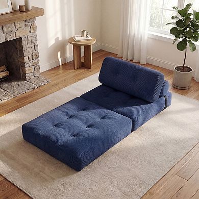 Costway Folding Sofa Bed, Convertible Sleeper Chair with Pillow Back Support Corduroy Cover