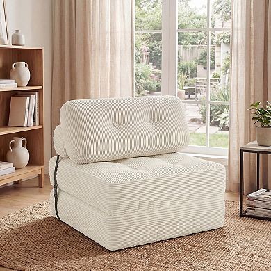 Costway Folding Sofa Bed, Convertible Sleeper Chair with Pillow Back Support Corduroy Cover