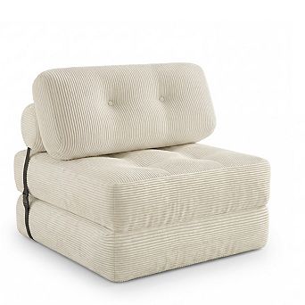 Costway Folding Sofa Bed, Convertible Sleeper Chair with Pillow Back Support Corduroy Cover