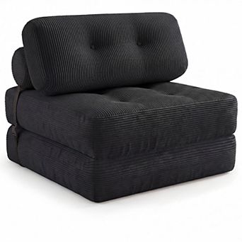 Costway Folding Sofa Bed, Convertible Sleeper Chair with Pillow Back Support Corduroy Cover