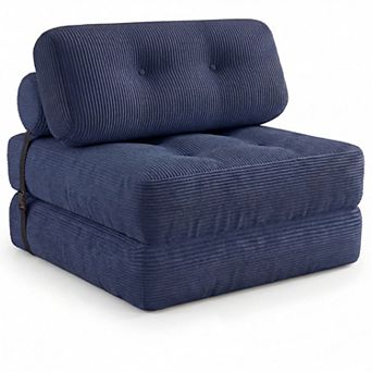 Costway Folding Sofa Bed, Convertible Sleeper Chair with Pillow Back Support Corduroy Cover