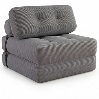 Costway Folding Sofa Bed, Convertible Sleeper Chair with Pillow Back Support Corduroy Cover