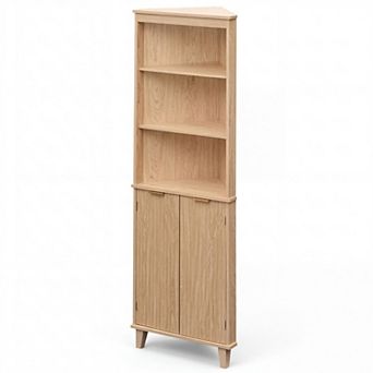 Costway 68" Tall Corner Bathroom Cabinet with Fluted Doors, 6 tier Bathroom Storage Cabinet