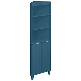 Costway 68" Tall Corner Bathroom Cabinet with Fluted Doors, 6 tier Bathroom Storage Cabinet