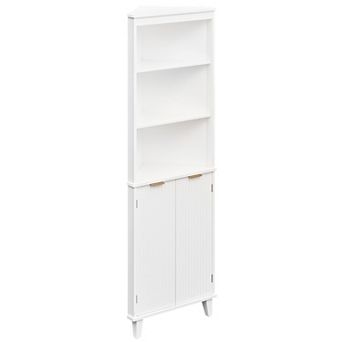 Costway 68" Tall Corner Bathroom Cabinet with Fluted Doors, 6 tier Bathroom Storage Cabinet