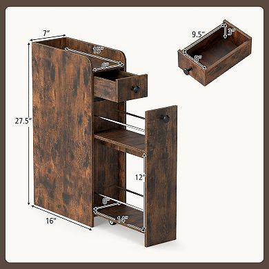 Costway Small Bathroom Storage Cabinet 4-Tier Narrow Toilet Side Storage Cabinet