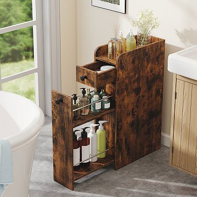 Costway Small Bathroom Storage Cabinet 4-Tier Narrow Toilet Side Storage Cabinet