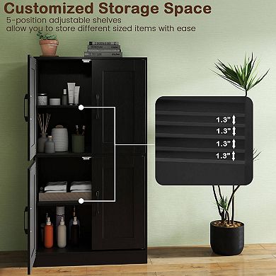 Costway Bathroom Cabinet with Doors & Adjustable Shelves Storage Organizer for Living Room