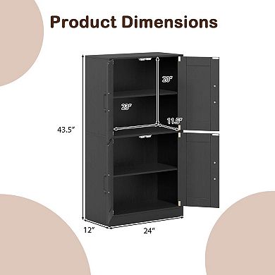 Costway Bathroom Cabinet with Doors & Adjustable Shelves Storage Organizer for Living Room