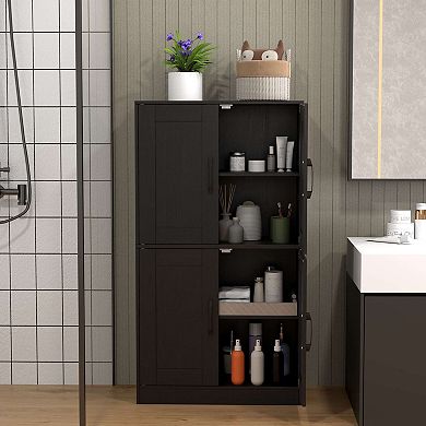 Costway Bathroom Cabinet with Doors & Adjustable Shelves Storage Organizer for Living Room
