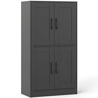 Costway Bathroom Cabinet with Doors & Adjustable Shelves Storage Organizer for Living Room