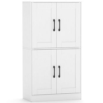 Costway Bathroom Cabinet with Doors & Adjustable Shelves Storage Organizer for Living Room