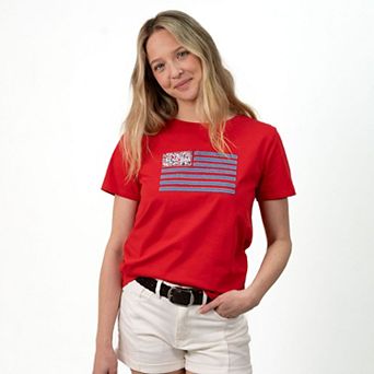 Club 76 Denim and Ditsy Flag Tee