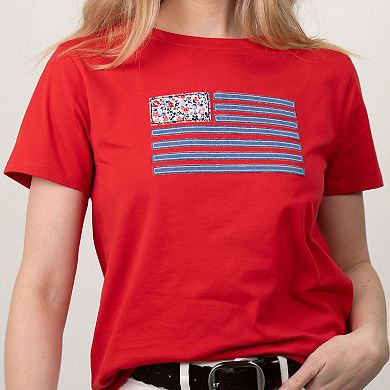 Club 76 Denim and Ditsy Flag Tee