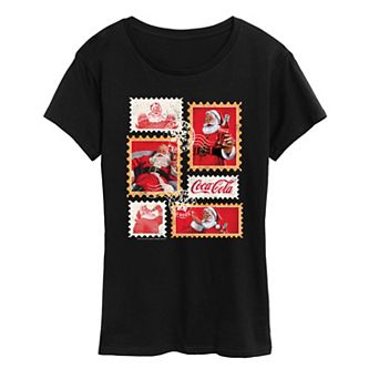 Women's Coca-Cola Vintage Holiday Stamp Collage Graphic Tee