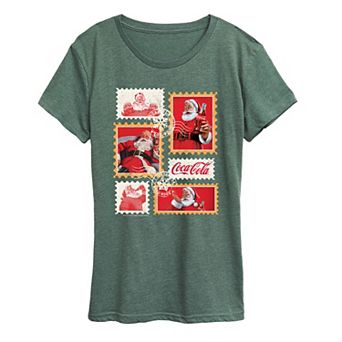 Women's Coca-Cola Vintage Holiday Stamp Collage Graphic Tee