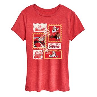 Women's Coca-Cola Vintage Holiday Stamp Collage Graphic Tee